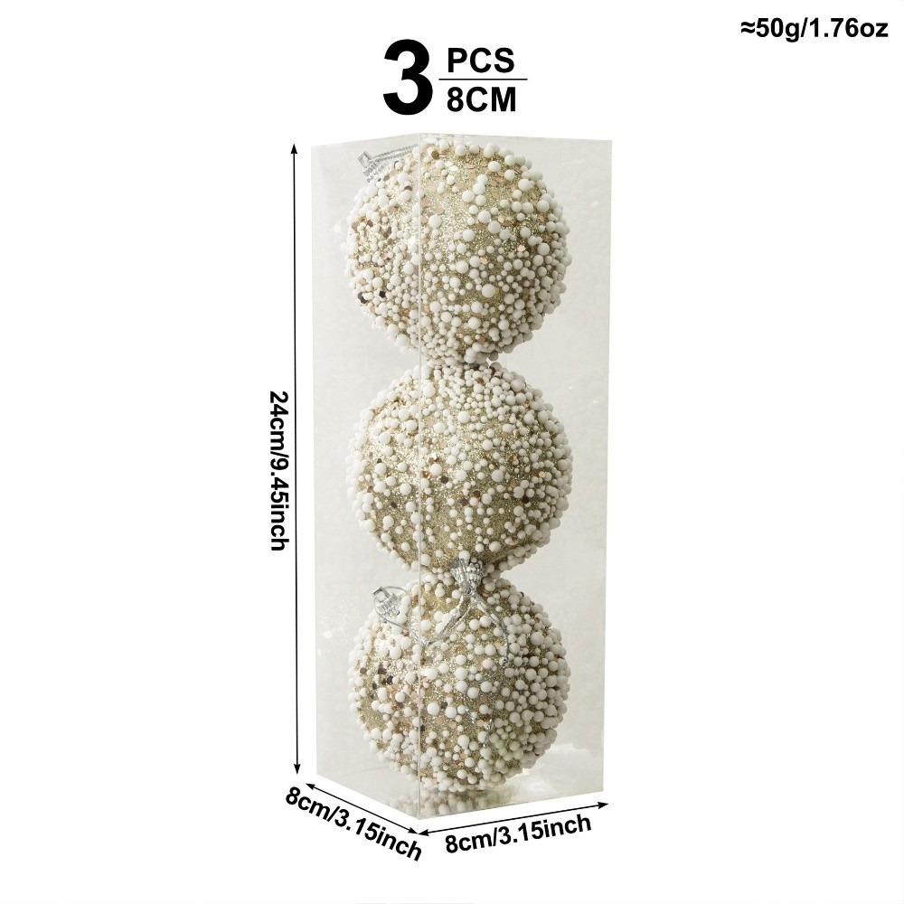 3Pcs/Set Creative Christmas Tree Balls 8CM Xmas Ornament Ball Durable Christmas Ball Home