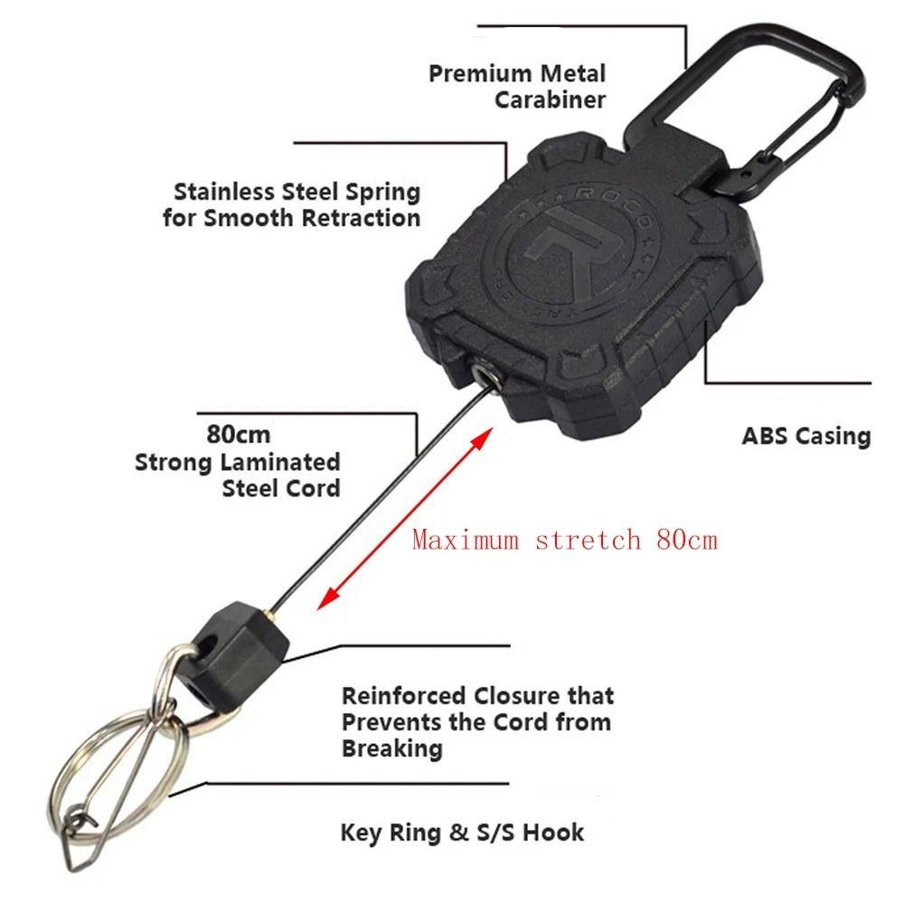 Steel Wire Rope Retractable Keychain High Strength Badge Holder Easy-to-pull Buckle ID Card