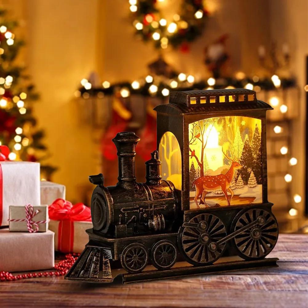 Светодиодные ночные светильники, винтажный портативный ночник в виде поезда, работающий от батареек, подвесные фонари для улицы, рождественские праздничные украшения для вечеринок