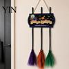 Halloween Yard And Porch Supplies Broom Parking Sign with 3 Witch Brooms, Hocus Pocus Themed Wooden Sign, Party Ornaments Funny Wall Hanging
