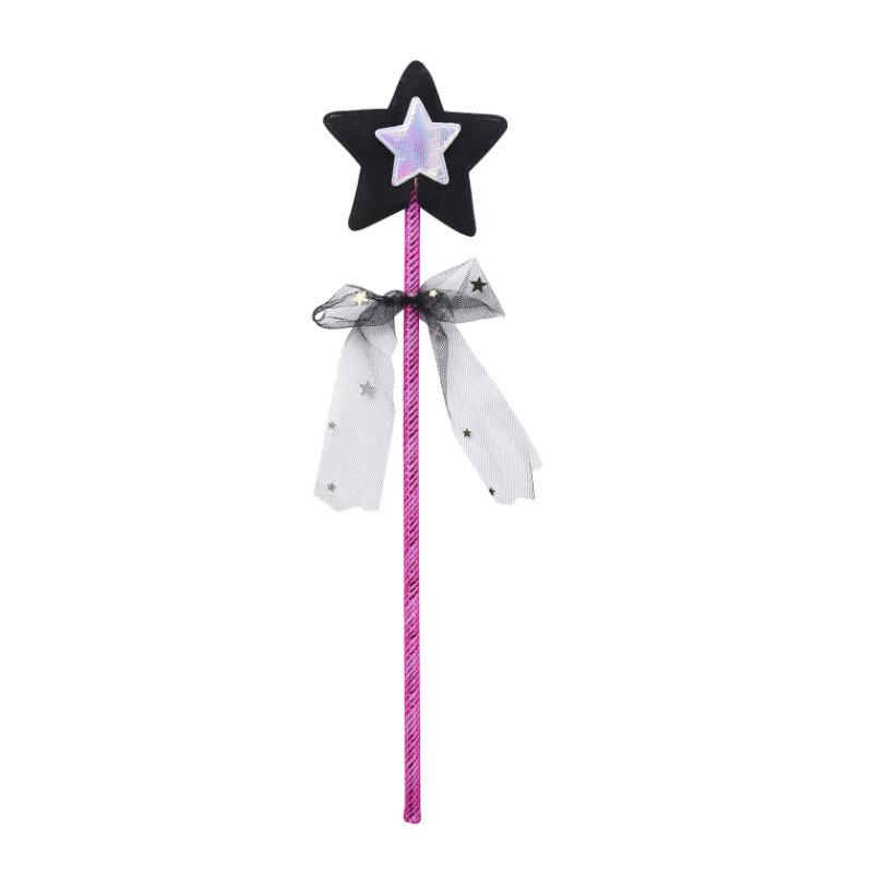 Kid Girls Halloween Witch Costume Sparkly Silver Stars Printed Carnival Cosplay Dress with Pointed Hat Wand Dress Up Clothes