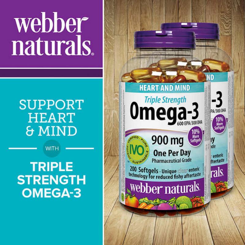 Weber Naturals 3 Times Stronger Omega-3 200 Tablets Webber Naturals, 200 Tablets, 1 Unit