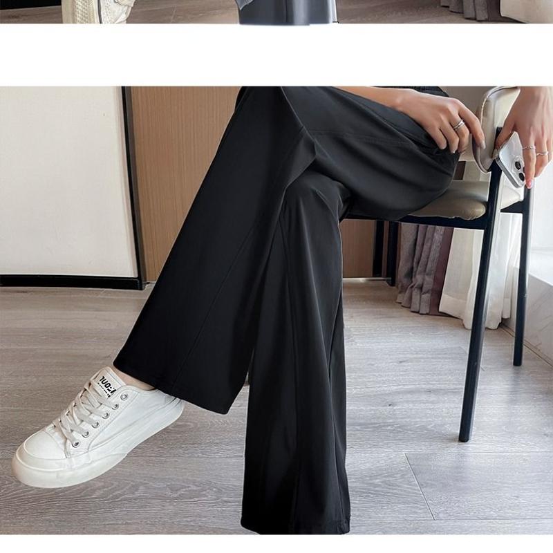 Wide-legged Pants Women's Summer Thin Section Sun Protection Casual Pants Ice Silk Sports Straight High Waist Draped Quick Dry Pants
