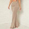 Fishtail Skirt High Waist Ruched Women Skirt Solid Color Design Slimming Effect Long Skirt Commuting Streetwear