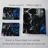 Fashion Novel Blue Rose Skull Print Bedding Set Soft Comfortable Duvet Cover For Guest Room (1*Duvet Cover + 2*Pillowcase)