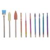 10pcs Tungsten Steel Nail Polishing Grinding Head Nail Drill Bits Dust Brush Set