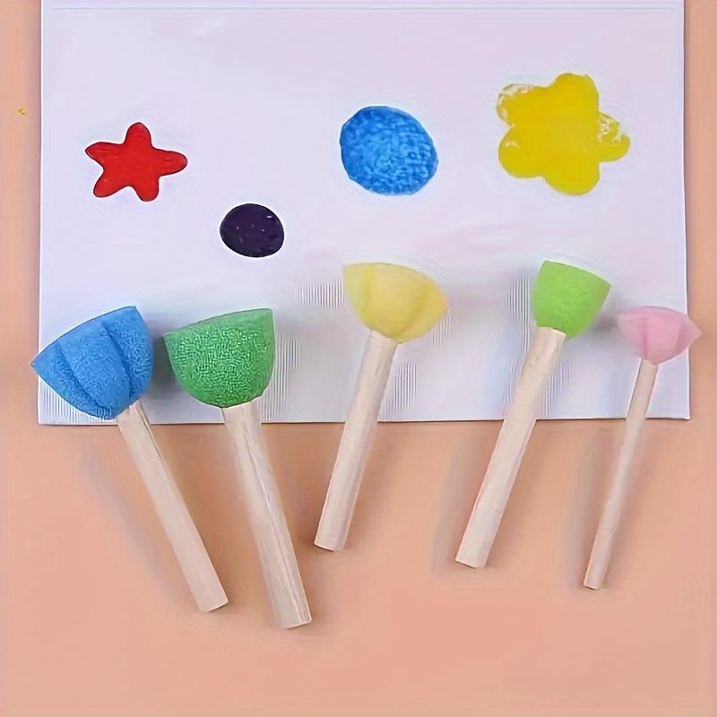 10pcs Sponge Wooden Rod Brush 5 Colors Mini Flower Sponge Painting Sponge Set Art Painting Supplies Painting Brush Sponge Brush