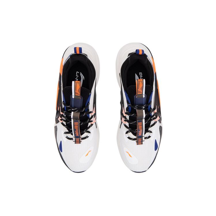 Li Ning Spark Ткань Легкие Противоскользящие Низкие Спортивные Повседневные Кроссовки Мужские Белые Оранжевые AGLQ057-6