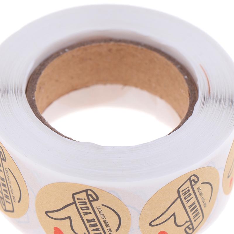 500 этикеток/рулон Круглая натуральная крафт-бумага Спасибо Наклейка Печать Этикетки Наклейка
