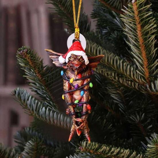 Рождественский кулон, мультяшный акриловый рождественский елочный орнамент, праздничное подвесное украшение с ремешком