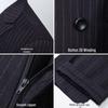 Мужской полосатый двубортный костюм в корейском стиле Slim Fit - повседневный свадебный костюм-тройка для жениха