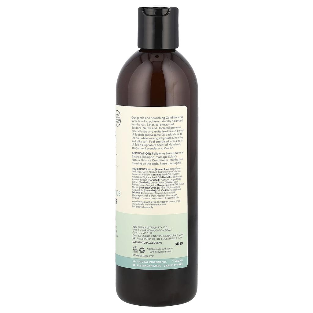 SUKIN Кондиционер Natural Balance, для нормальных волос, 16,9 жидких унций (500 мл)