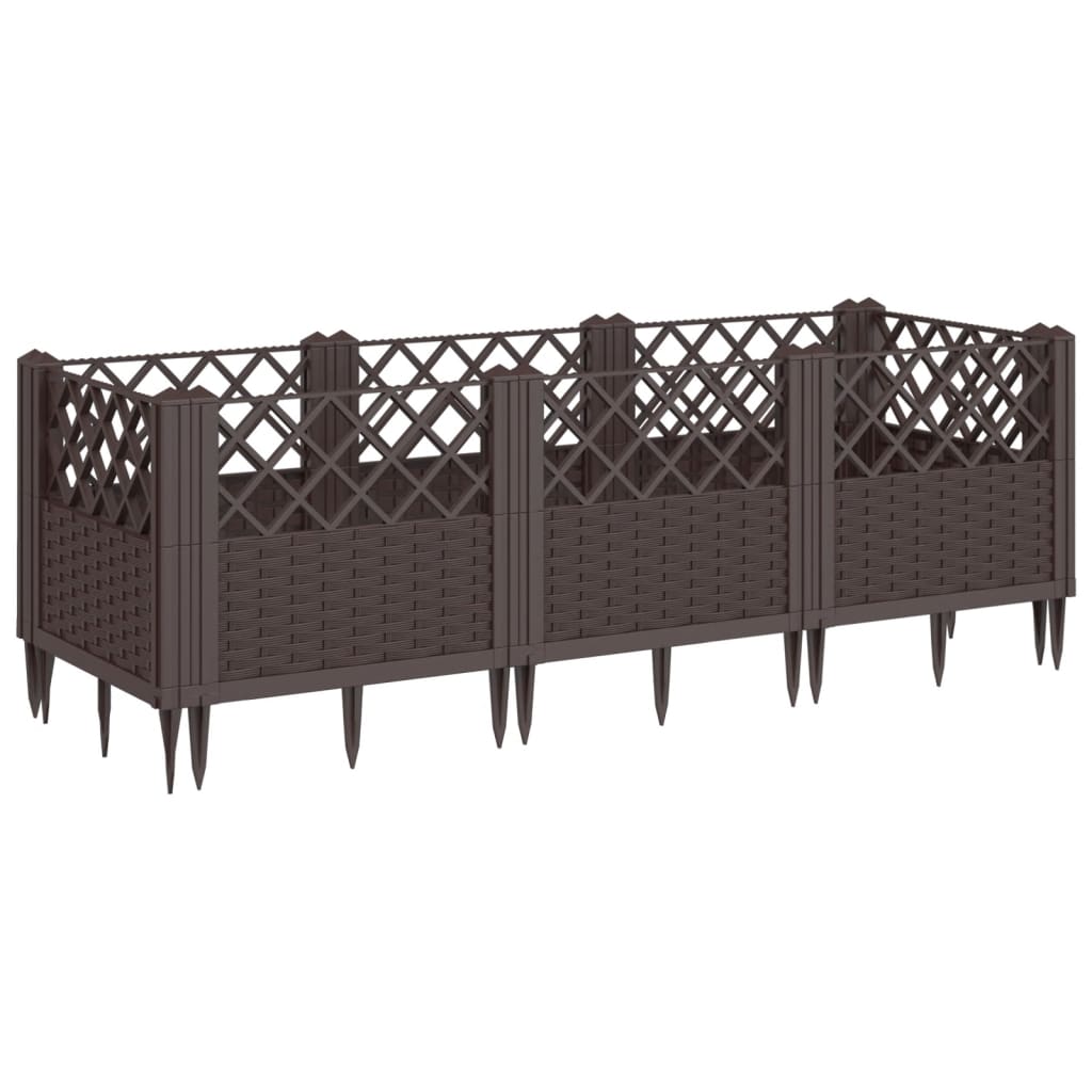Planting Box with Ground Spikes Brown 123.5 x 43.5 x 43.5 cm PP