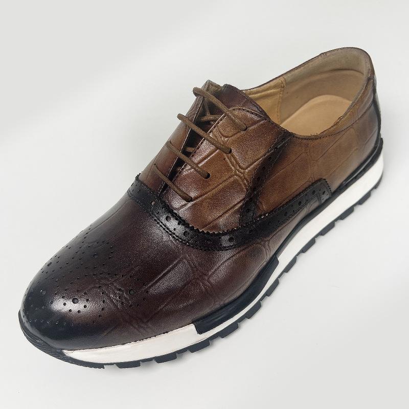 Мужские кроссовки из натуральной коровьей кожи, оксфордские броги, роскошные дизайнерские туфли на шнуровке, повседневная осенняя обувь для мужчин