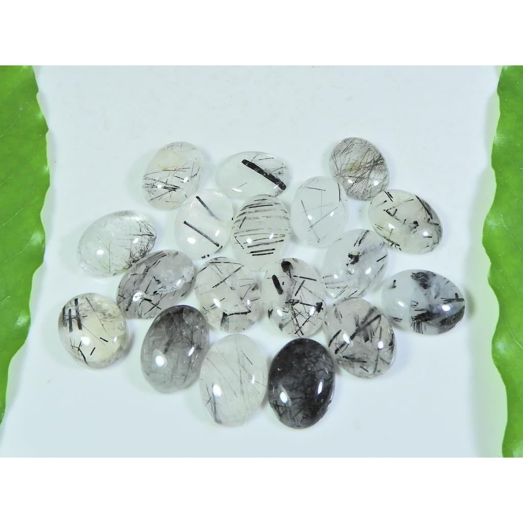 12X15-12X16MM Natural Black Rutile Pear Cabochon Loose Gemstone 18Pcs Lot A-250