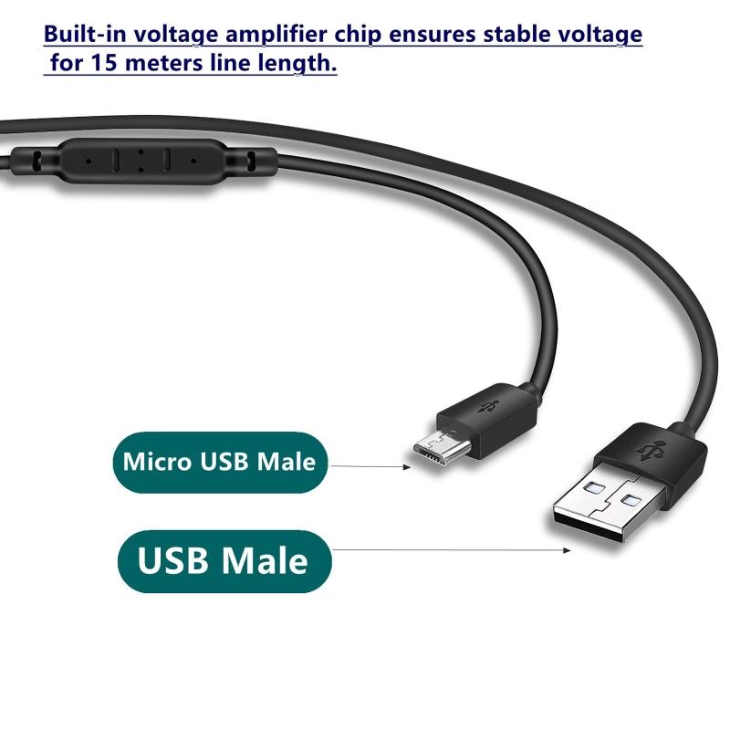 Прочный USB-Micro USB кабель для зарядки, кабель питания для камеры видеонаблюдения, прочный и простой в использовании, только для зарядки