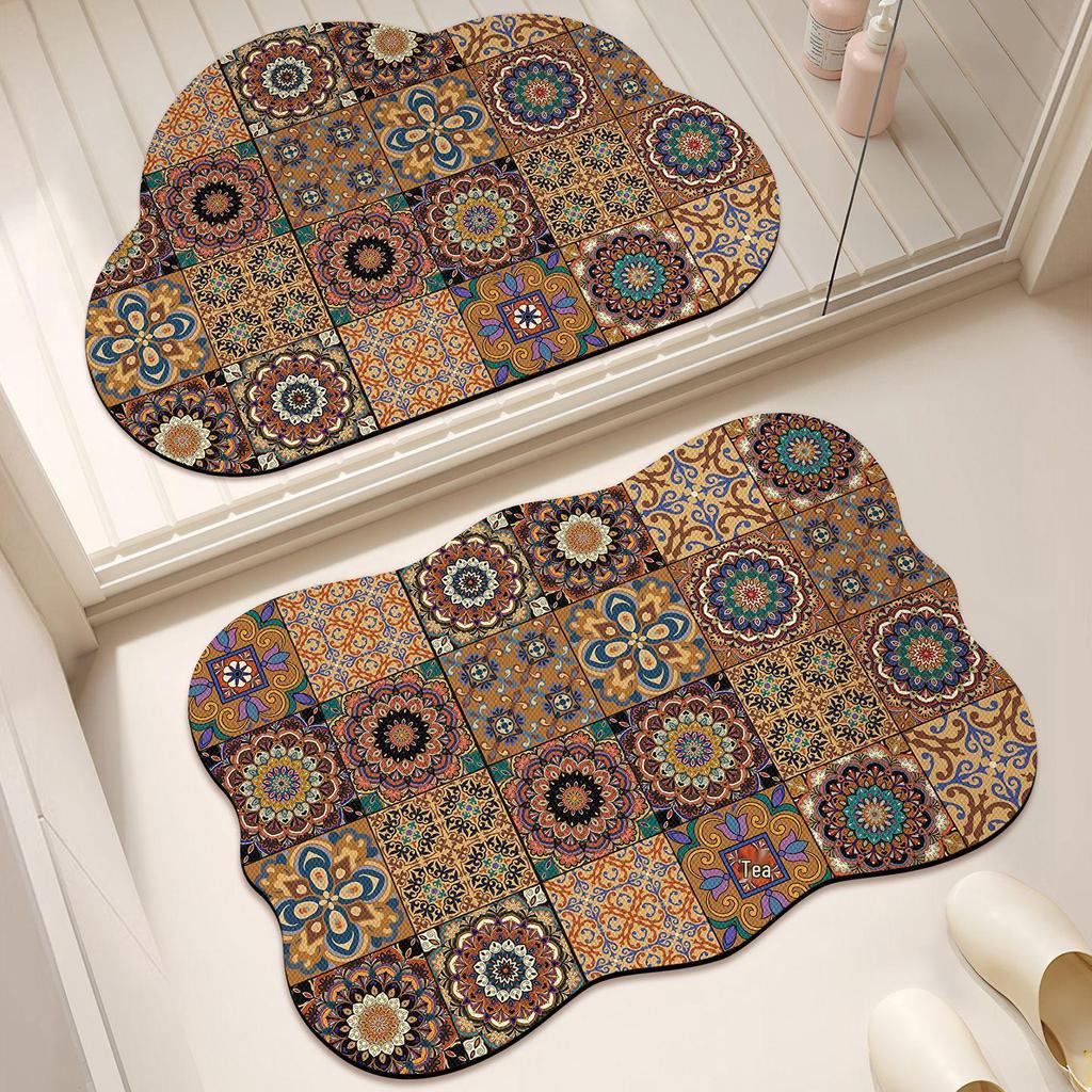 American Retro Diatomaceous Earth Bathroom Floor Mat - Absorbent, Non-Slip, Stain & Wear Resistant, Easy Care for Toilet Entrance