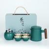 Nordic Portable Ceramic Tea Set with Wooden Handle