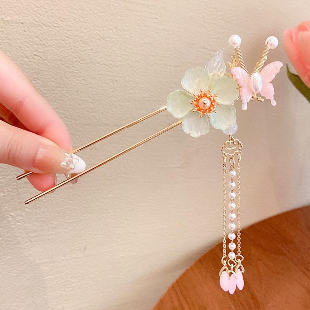 Ancient Style Antique Fringe Hairpin Classic Pendant Hair Stick Peach Blossom Hairpin  Girls