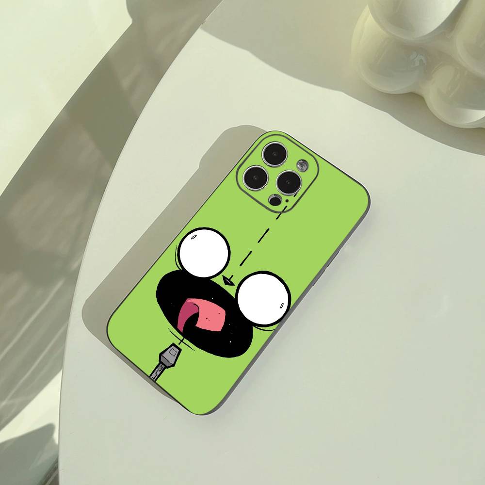 Мультяшный чехол для телефона Invader Zim Gir для iPhone 17,16,15,14,13,12,11 Pro Max,16/15/14Plus,XS Мягкий Черный Чехол