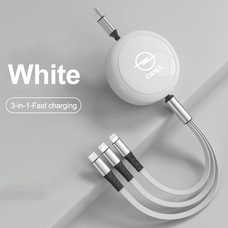 6A 100 Вт Кабель для передачи данных 3 в 1 Быстрый USB-кабель Выдвижной Портативная зарядная линия Для Opel Astra Insignia Vivaro Corsa Mokka Zafira OPC
