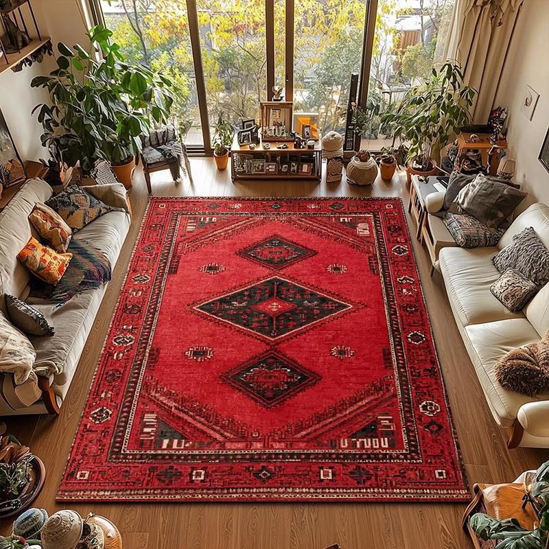 RAKKS Ретро Красный Персидский Ковер / Турецкий Ковер Нескользящий Декор для Гостиной Ковер для Дивана Ковер для Спальни Прикроватный Коврик Кухонный Коврик для Пола