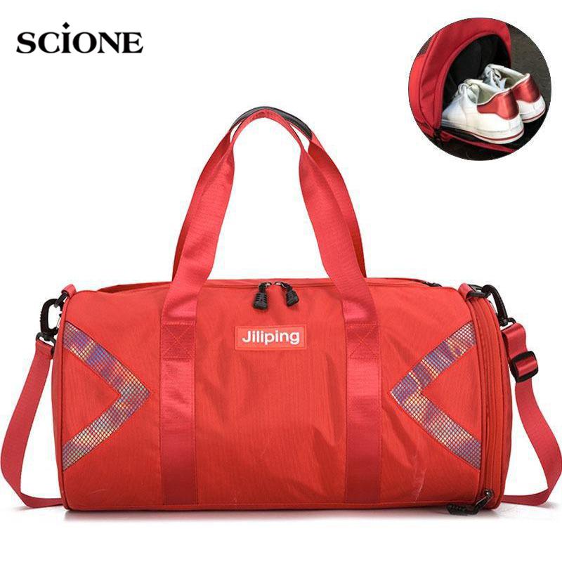 Fitness Gym Nylon Large Training Shoulder Yoga Patchwork Travel Duffel Outdoor Tas Sac De Sport Bag