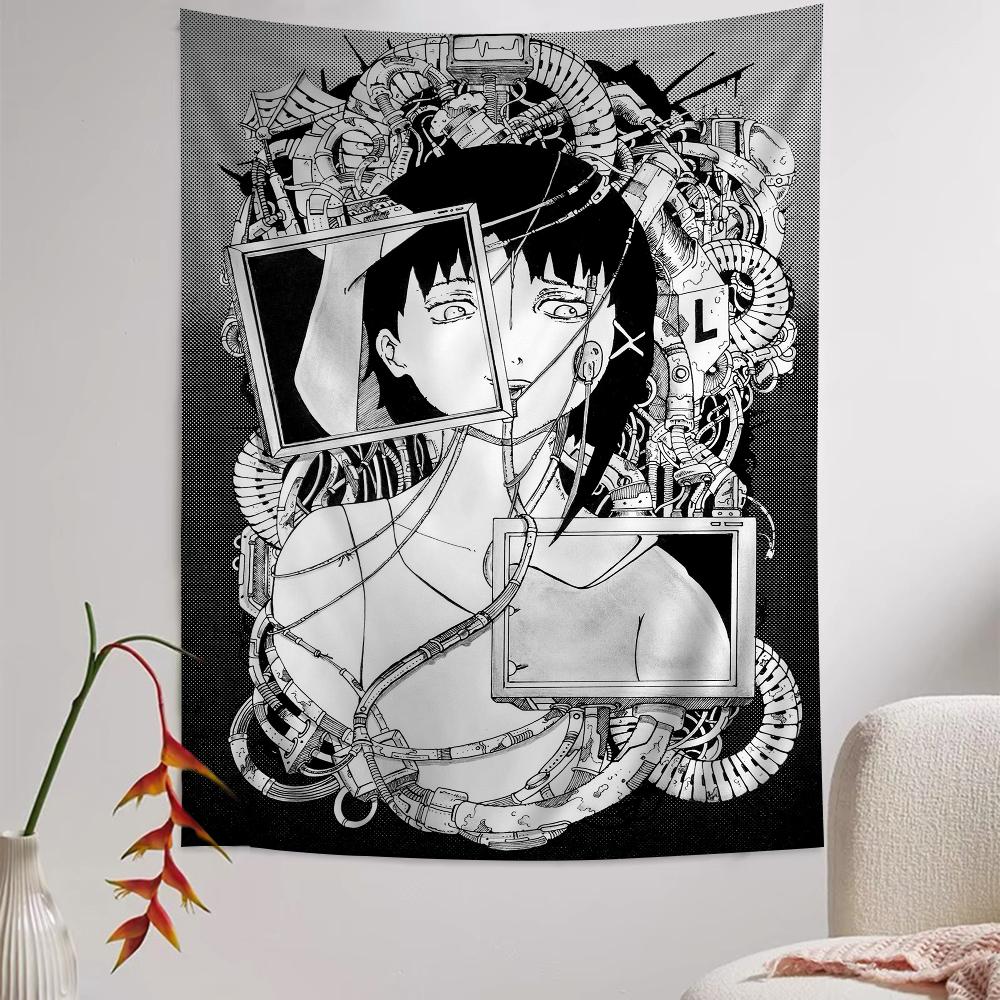 Serial Experiments Lain Cartoon Tapestry Art SciFi Room Home Decor Wall Hanging for Bedroom Living Room Dorm Design
