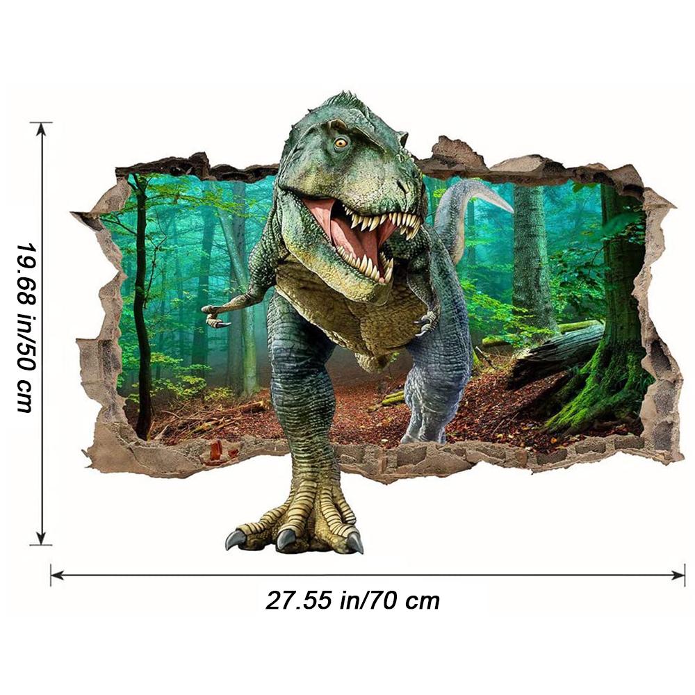 Лес динозавров 3D Настенные картины с эффектом разбитой стены Настенная фреска с динозаврами Наклейки на стену Самоклеящиеся наклейки на стену