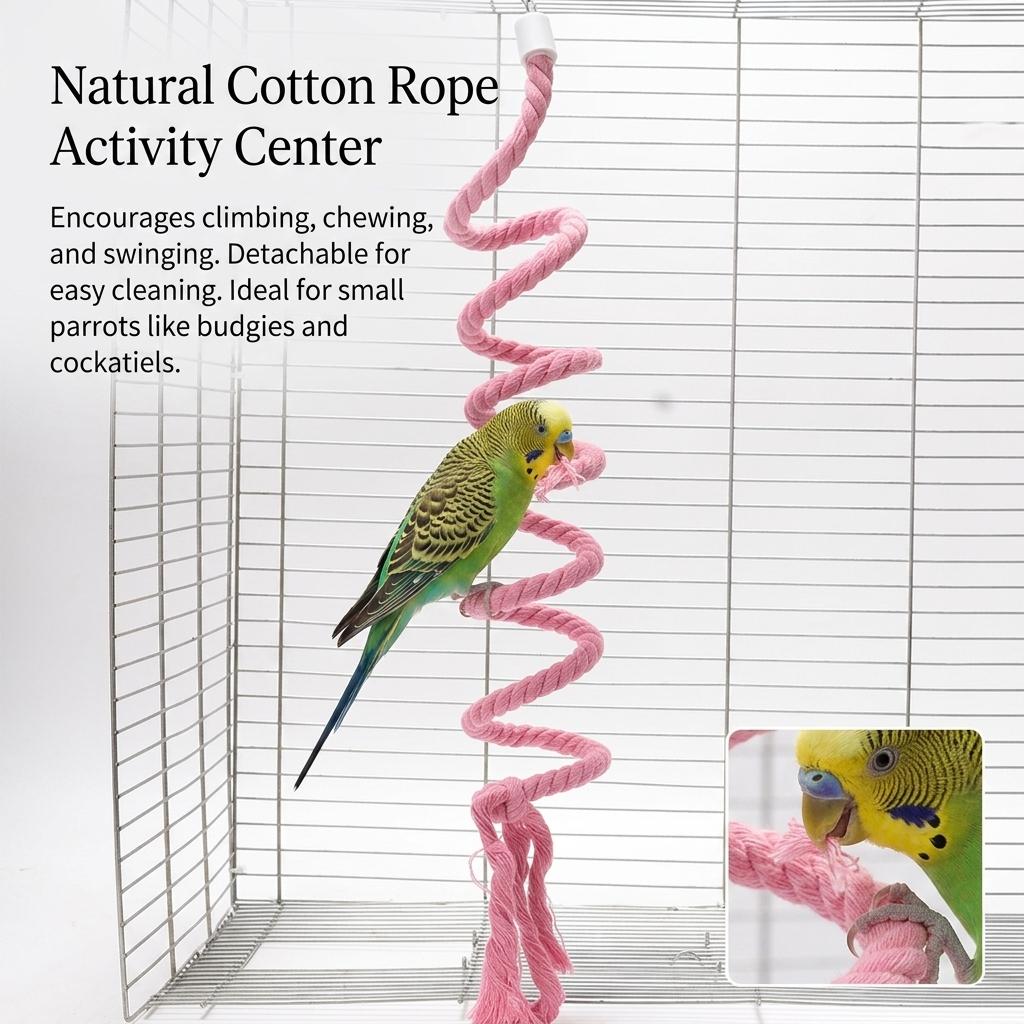 Parrot Cotton Rope Climbing Toy Swing Hoop Perch for Budgie and Cockatiel