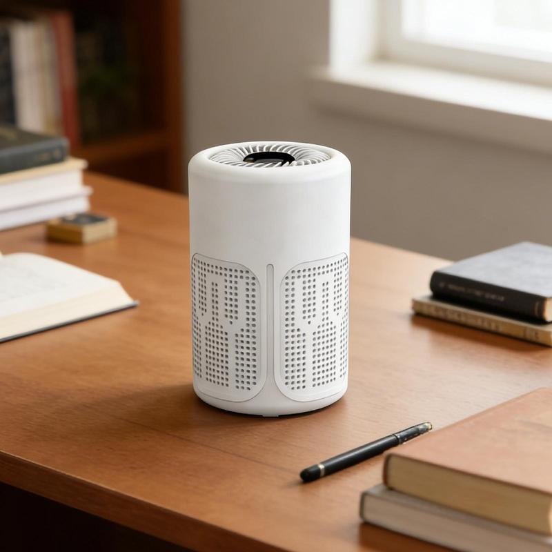 Compact Air Purifier Device Home HEPA Filter Odor Remover Smart Air Cleaner for Fresh Indoor Living White Plastic