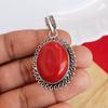 Кулон из натурального красного коралла с драгоценным камнем 925 пробы, серебряный кулон с цепным ожерельем