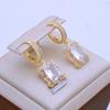 Rectangle Zircon Drop Earrings for Women 2024 New Fashon Cubic Zirconia Earring Trendy Party Jewelry Accessories