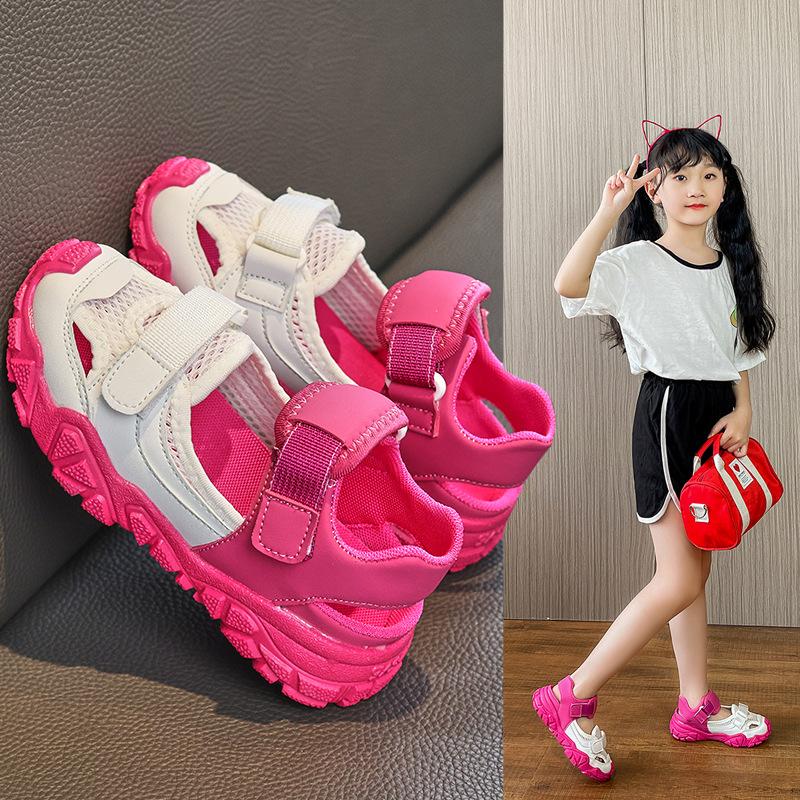 Children's Sports Covered Toes Sandals 2024 Summer Boys Korean Version Kids Fashion Assorted Casual Girls Soft Beach Shoes Mesh