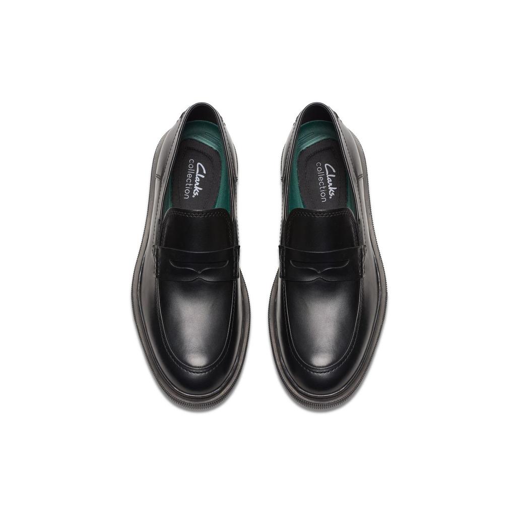 Clarks Кожаные Формальные Бизнес-Туфли Круглый Носок Без Шнурков Простые Повседневные Мужская Обувь Черный 261769297