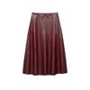 Womens Faux Leather Layered Midi Skirt Streetwear Sexy Slim Fit Casual Party