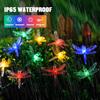 Solar LED Dragonfly String Lights Fairy Lawn Light Outdoor Waterproof Lamp For Home Garden Yard Wedding Decoration Lighting