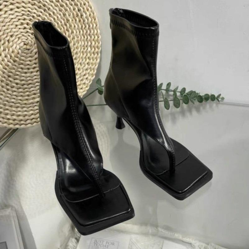 Fashion Women Sandals High Quality Summer Sandals Woman Solid Color Mid Heel High Heels Shoes Women Open Toe Flip Flops Sandals Female