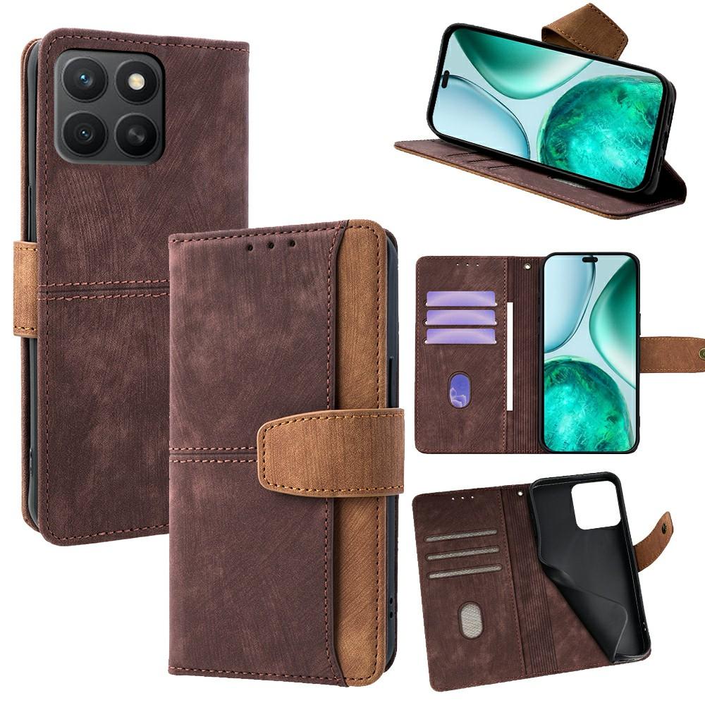 For Honor X8c 4G Case RFID Blocking Color Splicing PU Leather Wallet Phone Cover