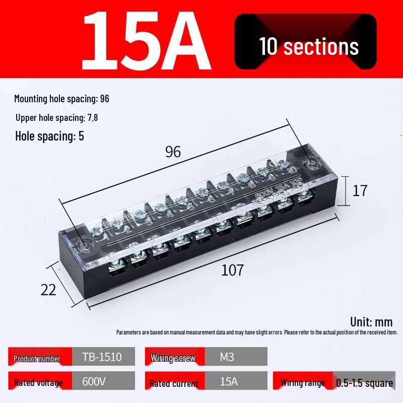 TB High Current Wire Connectors: 15-45A Terminal Blocks with 3-12 Positions