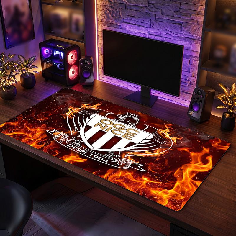 OGC Nice FC Theme Pattern Mouse Pad, Soccer Logo Design XXL Gaming Desk Mat Non-Slip Computer Mouse Pad