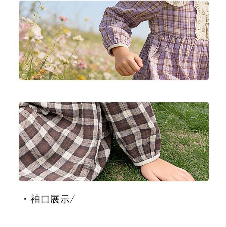 Girls' college style dress with long sleeves for children in spring and autumn