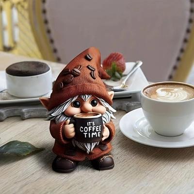 Микроландшафтная фигурка кофейного гнома из смолы, уникальное декоративное украшение для рабочего стола, милый подарок.