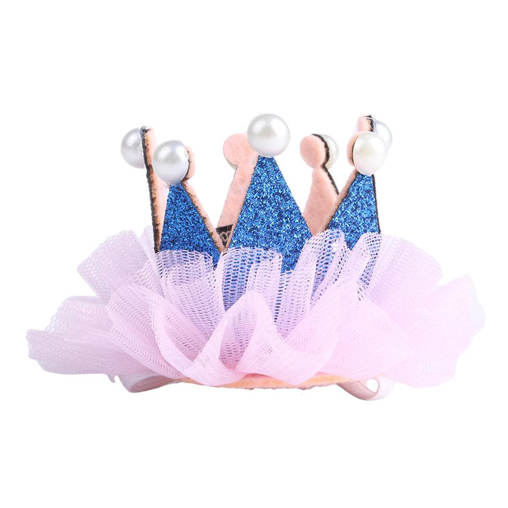 Комплект Корона и Ошейник Принцессы для Питомца Пайетки Тюль Жемчуг Наряд для Вечеринки в честь Дня Рождения Подарок для Праздничного Образа Вечеринка в честь Дня Рождения