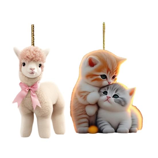 Автомобильный кулон 2D акриловый красочный альпака кошка подвеска украшение для автомобиля легкое подвесное украшение для транспортного средства