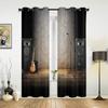 2 панели cortinas Музыка Сцена Динамик Гитара Окна Шторы Гостиная Спальня Оконные украшения Бытовая Кухня Шторы