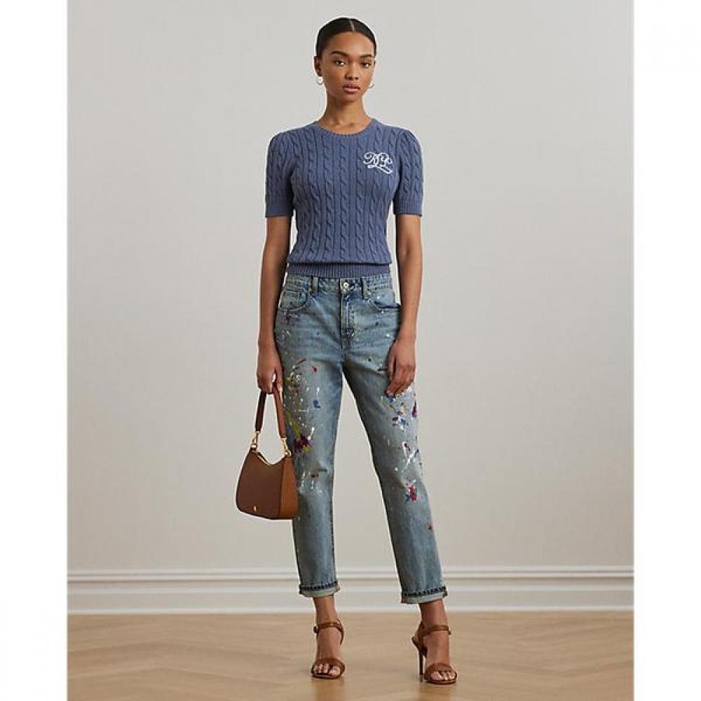 Свитер с коротким рукавом из хлопка с косами Lauren Ralph Lauren Wmlrswesn820168400
