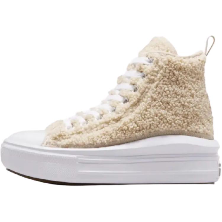Converse Chuck Taylor All Star Move Platform High GS Sherpa - Детские кроссовки Beach Stone Кремовый Белый Черный A06794C