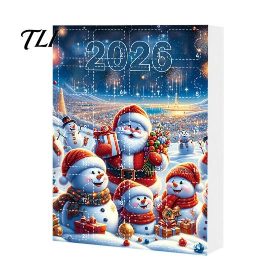 Fun Xmas Countdown Box Christmas Advent Calendar 2026, Snowman 24 Day with Acrylic Hanging Pendants, Festive Tree Decor, Holiday Gift for