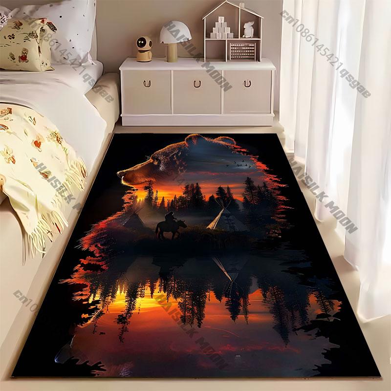 Nature wildlife harmony and reflection carpet Yoga living room room decor children's crawling mat doormat area rug